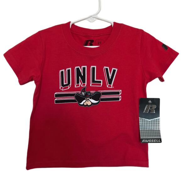 NWT UNLV University of Nevada Las Vegas Russell Runnin Rebels College Shirt 2T - Picture 1 of 5